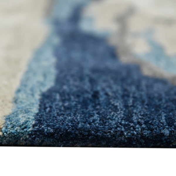 HomeRoots 4' Blue Gray and Ivory Abstract Hand-Tufted Wool Area Rug for Cozy Modern Interiors and Comfort 8' X 10' 570758