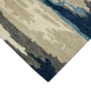 HomeRoots 4' Blue Gray and Ivory Abstract Hand-Tufted Wool Area Rug for Cozy Modern Interiors and Comfort 8' X 10' 570758