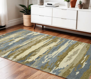 HomeRoots 4' Light Blue Wool Abstract Area Rug - Hand-Tufted Comfort for Modern Homes, Soft & Durable Design 4' X 6' 570761