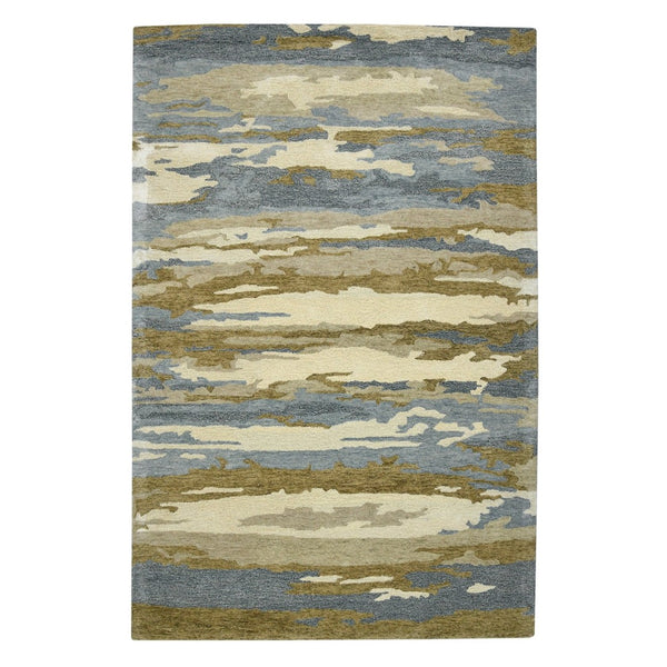 HomeRoots 4' Light Blue Wool Abstract Area Rug - Hand-Tufted Comfort for Modern Homes, Soft & Durable Design 4' X 6' 570761