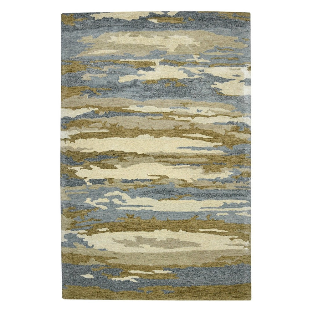 HomeRoots 4' Light Blue Wool Abstract Area Rug - Hand-Tufted Comfort for Modern Homes, Soft & Durable Design 8' X 10' 570763