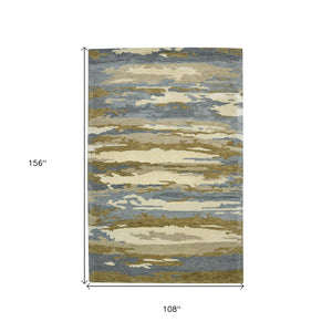 HomeRoots 4' Light Blue Wool Abstract Area Rug - Hand-Tufted Comfort for Modern Homes, Soft & Durable Design 9' X 13' 570764