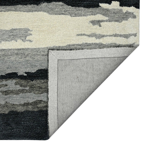 HomeRoots 4' Dark Gray, Black & Ivory Wool Abstract Hand-Tufted Area Rug – Unique, Artisan Crafted Texture 4' X 6' 570766
