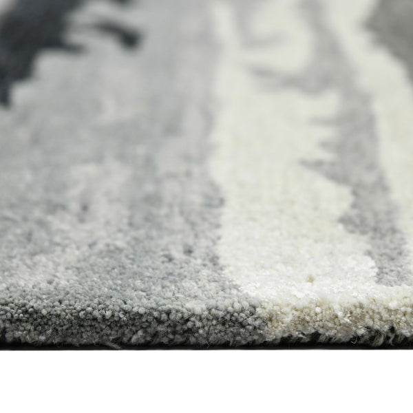 HomeRoots 4' Dark Gray, Black & Ivory Wool Abstract Hand-Tufted Area Rug – Unique, Artisan Crafted Texture 5' X 8' 570767