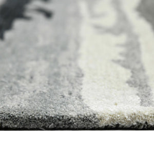 HomeRoots 4' Dark Gray, Black & Ivory Wool Abstract Hand-Tufted Area Rug – Unique, Artisan Crafted Texture 8' X 10' 570768