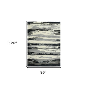 HomeRoots 4' Dark Gray, Black & Ivory Wool Abstract Hand-Tufted Area Rug – Unique, Artisan Crafted Texture 8' X 10' 570768