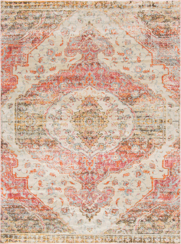 Unique Loom Asheville Tanglewood Machine Made Medallion Rug Multi, Beige/Gold/Light Blue/Light Brown/Light Green/Orange/Salmon 9' 0" x 12' 2"