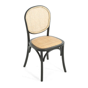 English Elm Christopher Knight Home® - DINING Chairs with Birch Wood Frame and Rattan Backrest, Foam Seat, Vintage Curved Design, Set of 2 Black N779P192530B