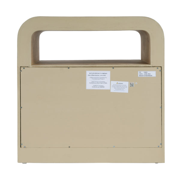 Butler Specialty Cora 2 Drawer Nightstand - Elegant Mid-century Modern Design With Curves And Hidden Storage Solution Light Brown Rubberwood Solids,Mappa Burl Veneer,Mdf 5708444-butler