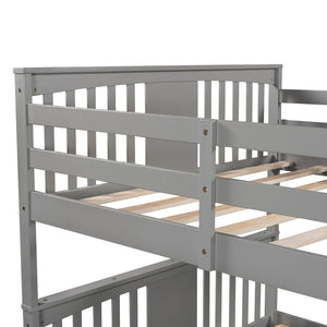 English Elm Full Over Bunk Bed Solid Pine Frame White Finish Converts to Two Beds LT000203AAE-1
