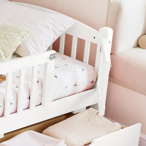 English Elm Metal Twin Over Full Bunk Bed White Steel Frame Space Saving Slat Support for Teens White W1580P383105
