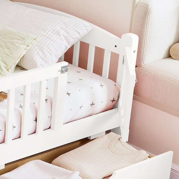English Elm Metal Twin Over Full Bunk Bed White Steel Frame Space Saving Slat Support for Teens White W1580P383105