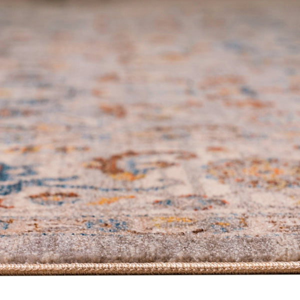 HomeRoots 4' Gray Tan and Beige Oriental Area Rug with Fringe - Timeless Elegance for Any Room Decor 4' X 5' 570917