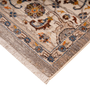 HomeRoots 4' Gray Tan and Beige Oriental Area Rug with Fringe - Timeless Elegance for Any Room Decor 5' X 8' 570918