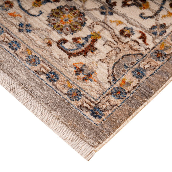 HomeRoots 4' Gray Tan and Beige Oriental Area Rug with Fringe - Timeless Elegance for Any Room Decor 5' X 8' 570918
