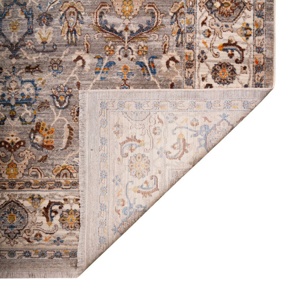 HomeRoots 4' Gray Tan and Beige Oriental Area Rug with Fringe - Timeless Elegance for Any Room Decor 5' X 8' 570918