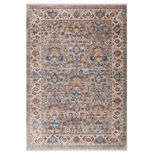 HomeRoots 4' Gray Tan and Beige Oriental Area Rug with Fringe - Timeless Elegance for Any Room Decor 5' X 8' 570918