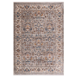 HomeRoots 4' Gray Tan and Beige Oriental Area Rug with Fringe - Timeless Elegance for Any Room Decor 9' X 13' 570920