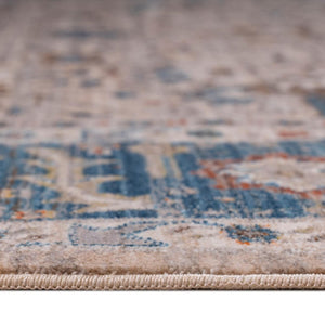 3x10 Oriental Runner Rug Teal Beige Fringe Polyester Low Pile Hallway Accent