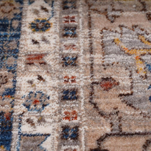 3x10 Oriental Runner Rug Teal Beige Fringe Polyester Low Pile Hallway Accent