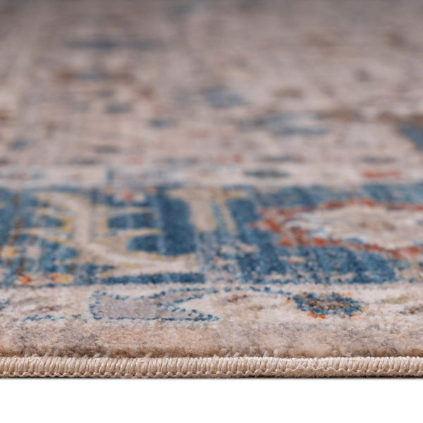 HomeRoots 4' Teal Brown and Beige Oriental Area Rug with Tasseled Fringe - Timeless Elegance for Any Space 4' X 5' 570927