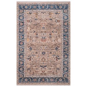 HomeRoots 4' Teal Brown and Beige Oriental Area Rug with Tasseled Fringe - Timeless Elegance for Any Space 7' X 10' 570929