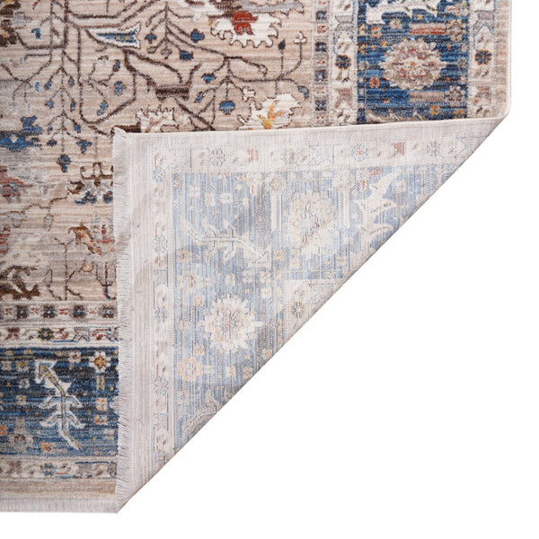 HomeRoots 4' Teal Brown and Beige Oriental Area Rug with Tasseled Fringe - Timeless Elegance for Any Space 7' X 10' 570929