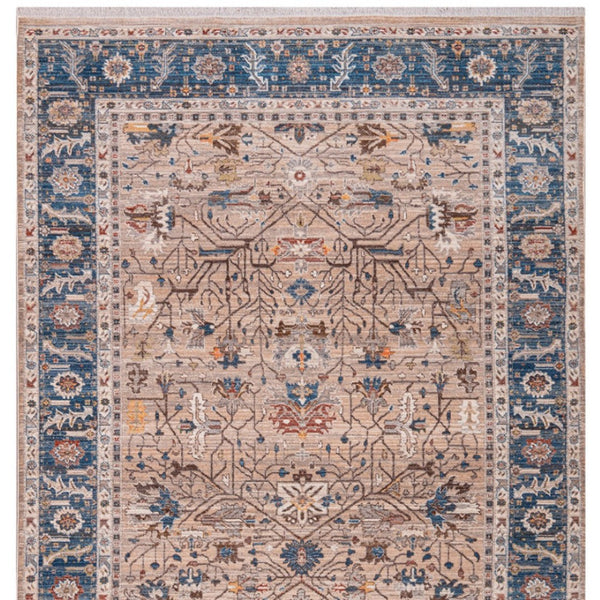 HomeRoots 4' Teal Brown and Beige Oriental Area Rug with Tasseled Fringe - Timeless Elegance for Any Space 7' X 10' 570929
