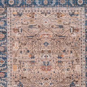 HomeRoots 4' Teal Brown and Beige Oriental Area Rug with Tasseled Fringe - Timeless Elegance for Any Space 9' X 13' 570930