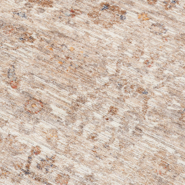 HomeRoots 5' Elegant Ivory and Brown Floral Medallion Area Rug with Fringed Edges - Stain-Resistant Comfort 5' X 7' 570936