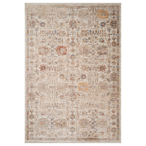 HomeRoots 5' Elegant Ivory and Brown Floral Medallion Area Rug with Fringed Edges - Stain-Resistant Comfort 8' X 10' 570937