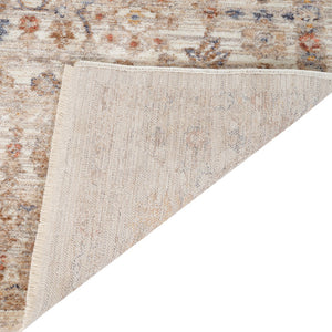 HomeRoots 5' Elegant Ivory and Brown Floral Medallion Area Rug with Fringed Edges - Stain-Resistant Comfort 9' X 12' 570938
