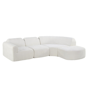 English Elm 111" Curved Sectional Sofa Set Plush Lamb Wool Upholstery Deep Seat Ottoman Lounge N767P371305B