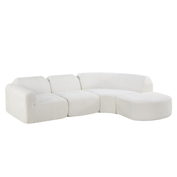 English Elm 111" Curved Sectional Sofa Set Plush Lamb Wool Upholstery Deep Seat Ottoman Lounge N767P371305B