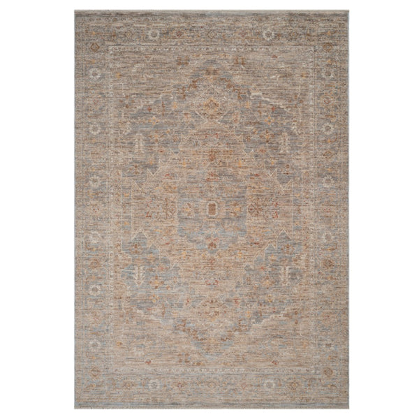 HomeRoots 5' Elegant Blue and Sand Floral Medallion Area Rug with Fringed Edges for Timeless Home Style 8' X 10' 570943