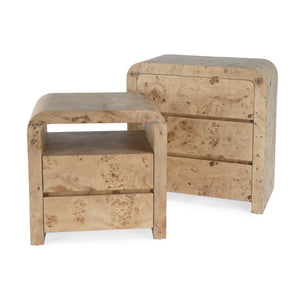 Butler Specialty Cora 3 Drawer Curved Chest - Luxurious Mappa Burl Veneers With Elegant Mid-century Modern Design Light Brown Rubberwood Solids,Mappa Burl Veneer,Mdf 5709444-butler