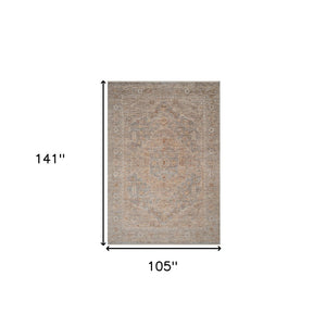 HomeRoots 5' Elegant Blue and Sand Floral Medallion Area Rug with Fringed Edges for Timeless Home Style 9' X 12' 570944