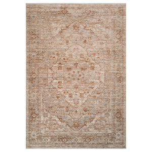 HomeRoots 5' Beige and Brown Floral Medallion Area Rug with Classic Fringed Edges - Perfect for Any Room! 5' X 7' 570948