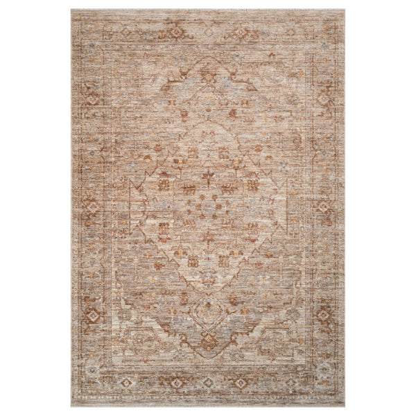 HomeRoots 5' Beige and Brown Floral Medallion Area Rug with Classic Fringed Edges - Perfect for Any Room! 5' X 7' 570948