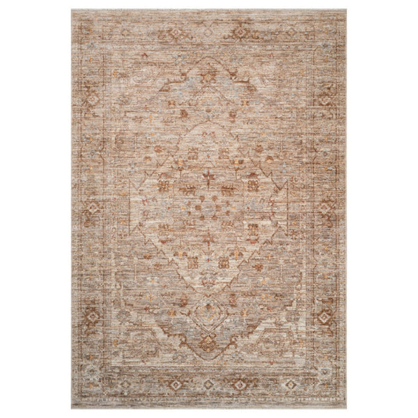 HomeRoots 5' Beige and Brown Floral Medallion Area Rug with Classic Fringed Edges - Perfect for Any Room! 5' X 7' 570948