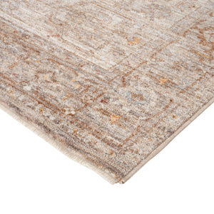 HomeRoots 5' Beige and Brown Floral Medallion Area Rug with Classic Fringed Edges - Perfect for Any Room! 8' X 10' 570949