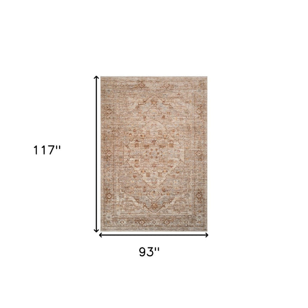 HomeRoots 5' Beige and Brown Floral Medallion Area Rug with Classic Fringed Edges - Perfect for Any Room! 8' X 10' 570949