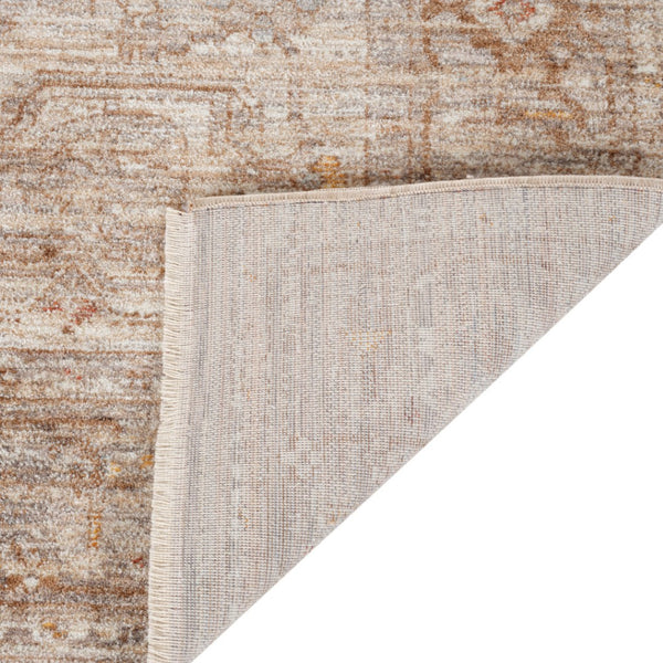 HomeRoots 5' Beige and Brown Floral Medallion Area Rug with Classic Fringed Edges - Perfect for Any Room! 9' X 12' 570950