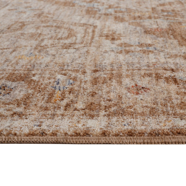HomeRoots 5' Sand and Brown Floral Medallion Area Rug with Fringed Edges - Timeless Charm for Any Room 8' X 10' 570955