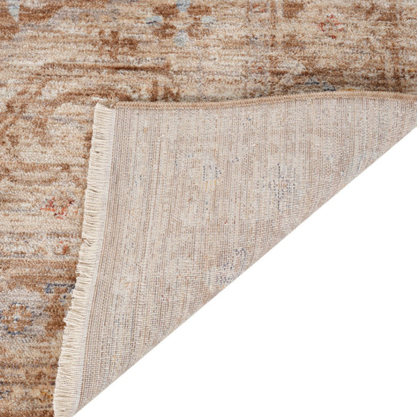 HomeRoots 5' Sand and Brown Floral Medallion Area Rug with Fringed Edges - Timeless Charm for Any Room 8' X 10' 570955