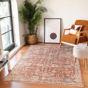 HomeRoots 5' Brick Red and Gray Floral Medallion Area Rug with Fringe - Stain-Resistant, Durable Design 5' X 7' 570960