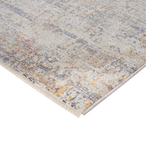 HomeRoots 5' Abstract Area Rug in Gray, Ivory & Brick Red - Stain-Resistant, Durable, Soft Polyester Design 5' X 7' 570966
