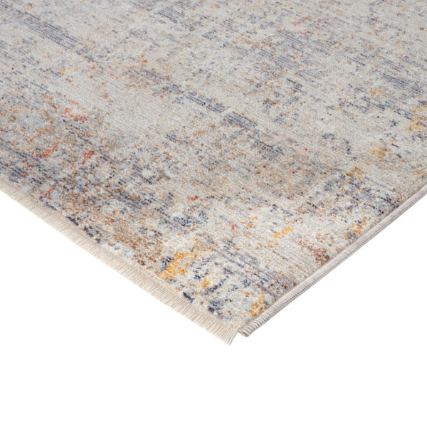 HomeRoots 5' Abstract Area Rug in Gray, Ivory & Brick Red - Stain-Resistant, Durable, Soft Polyester Design 5' X 7' 570966