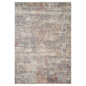 HomeRoots 5' Abstract Area Rug in Gray, Ivory & Brick Red - Stain-Resistant, Durable, Soft Polyester Design 5' X 7' 570966
