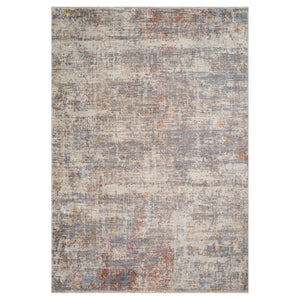 HomeRoots 5' Abstract Area Rug in Gray, Ivory & Brick Red - Stain-Resistant, Durable, Soft Polyester Design 8' X 10' 570967